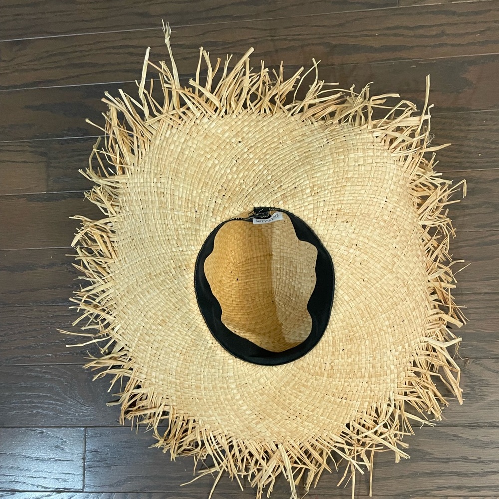 GIGI BURRIS MILLINERY ETE NATURAL feather grosgrain ribbon frayed straw hat - Picture 11 of 15